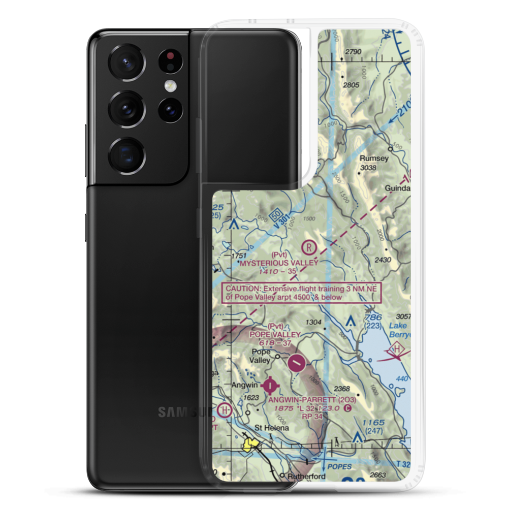 Mysterious Valley Airport (20CL) VFR Sectional Samsung Case Samsung Galaxy S21 Ultra model shown