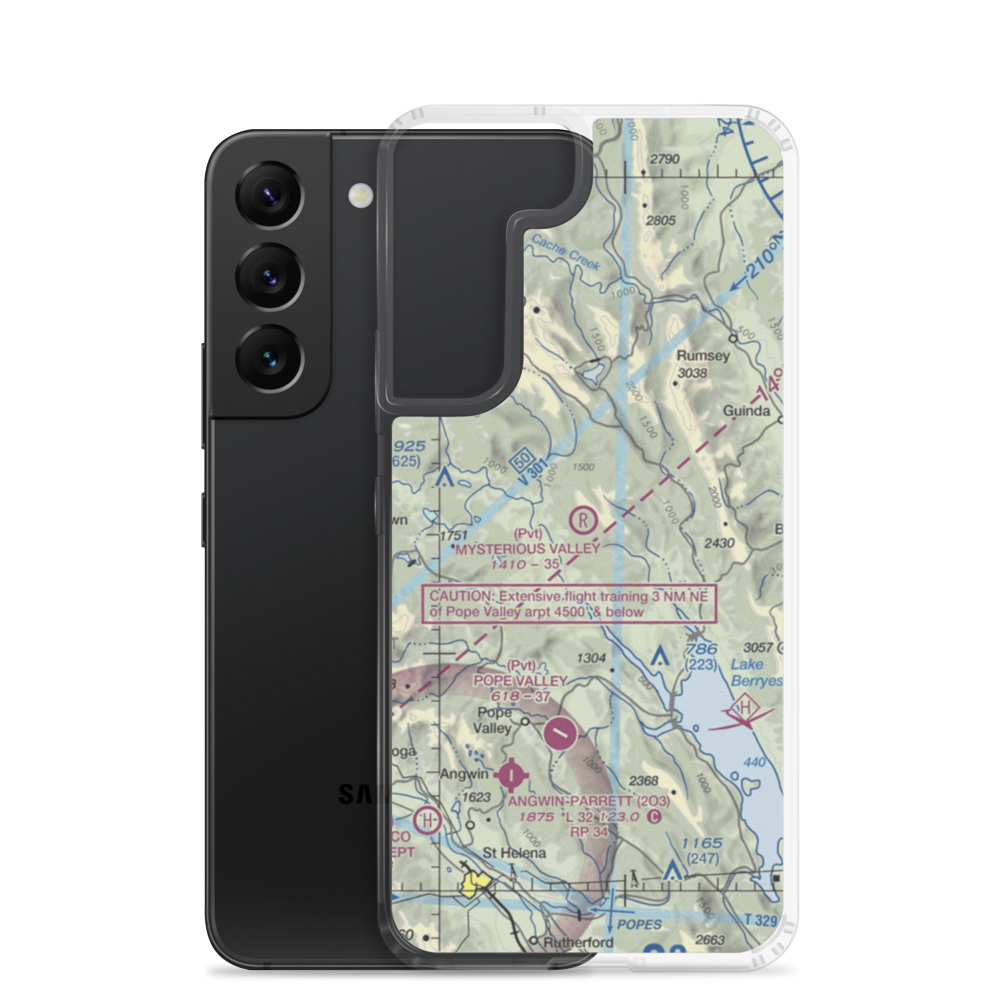 Mysterious Valley Airport (20CL) VFR Sectional Samsung Case Samsung Galaxy S22 model shown