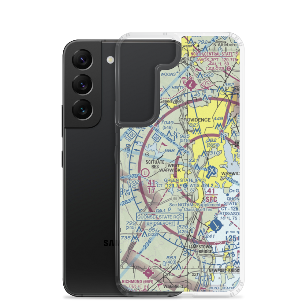 Mystery Farm Airport (RI20) VFR Sectional Samsung Case Samsung Galaxy S22 model shown