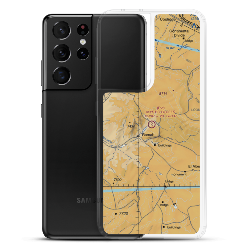 Mystic Bluffs Airport (NM56) VFR Sectional Samsung Case Samsung Galaxy S21 Ultra model shown