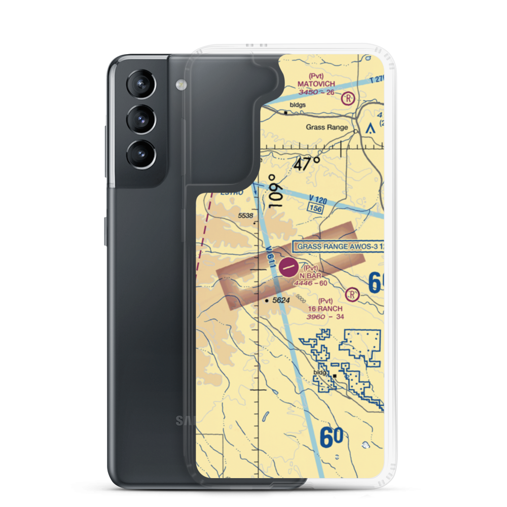 N Bar Ranch Airport (19MT) VFR Sectional Samsung Case Samsung Galaxy S21 model shown