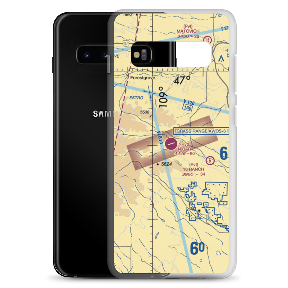 N Bar Ranch Airport (19MT) VFR Sectional Samsung Case Samsung Galaxy S10+ model shown