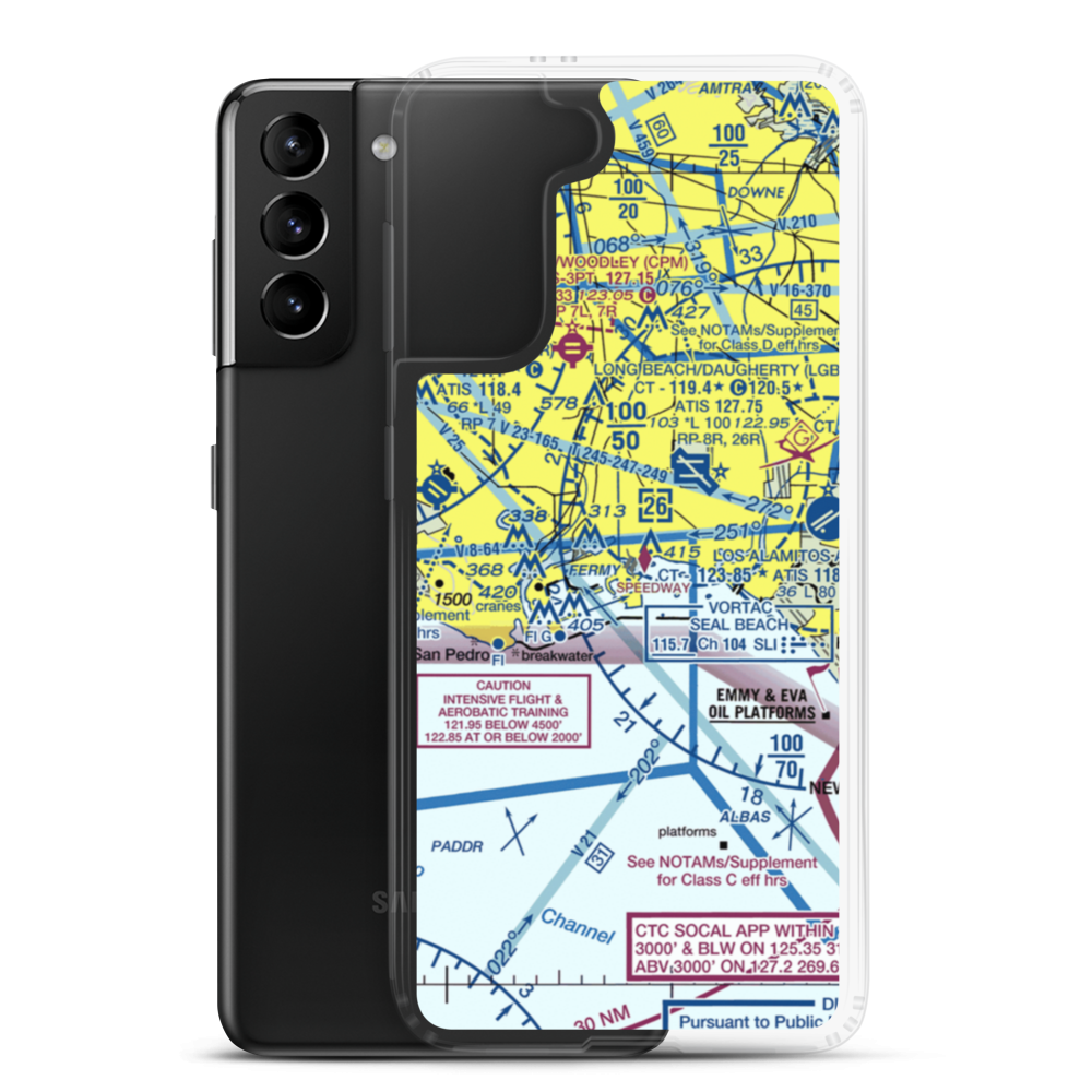 Naa Long Beach Port Helistop (42L) VFR Sectional Samsung Case Samsung Galaxy S21 Plus model shown