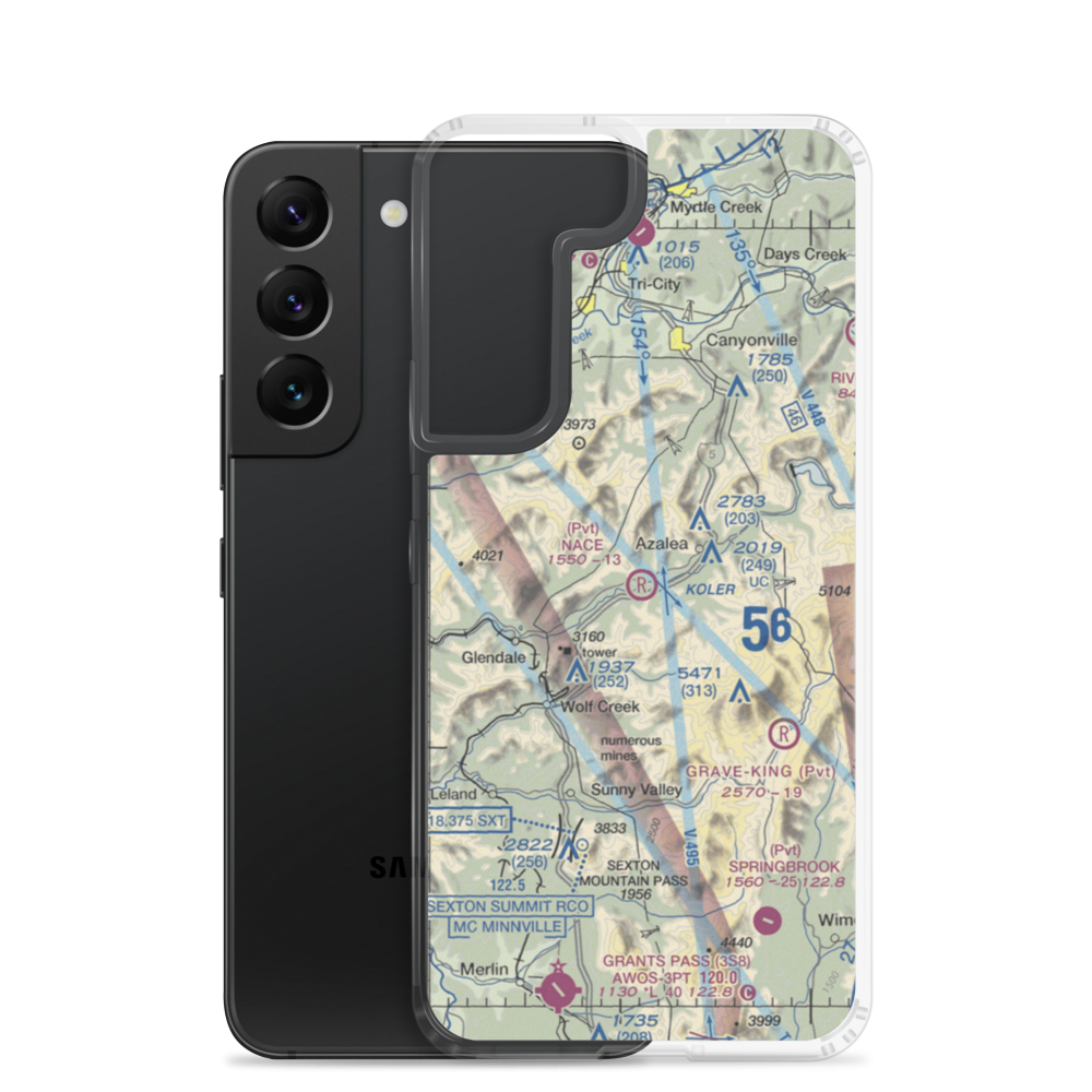 Nace Family Airstrip (OG41) VFR Sectional Samsung Case Samsung Galaxy S22 model shown