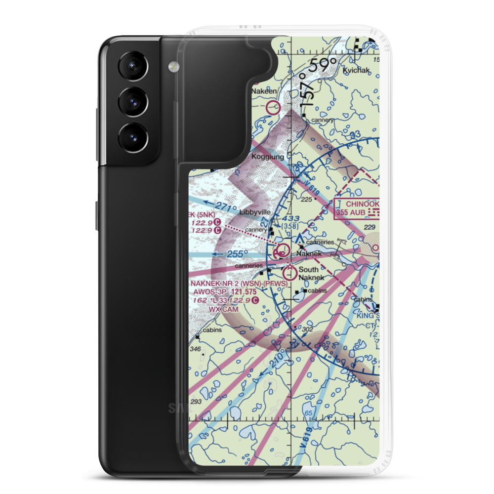 Naknek Airport (5NK) VFR Sectional Samsung Case Samsung Galaxy S21 Plus model shown