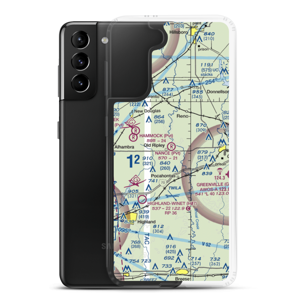 Nance Airport (8LL0) VFR Sectional Samsung Case Samsung Galaxy S21 Plus model shown