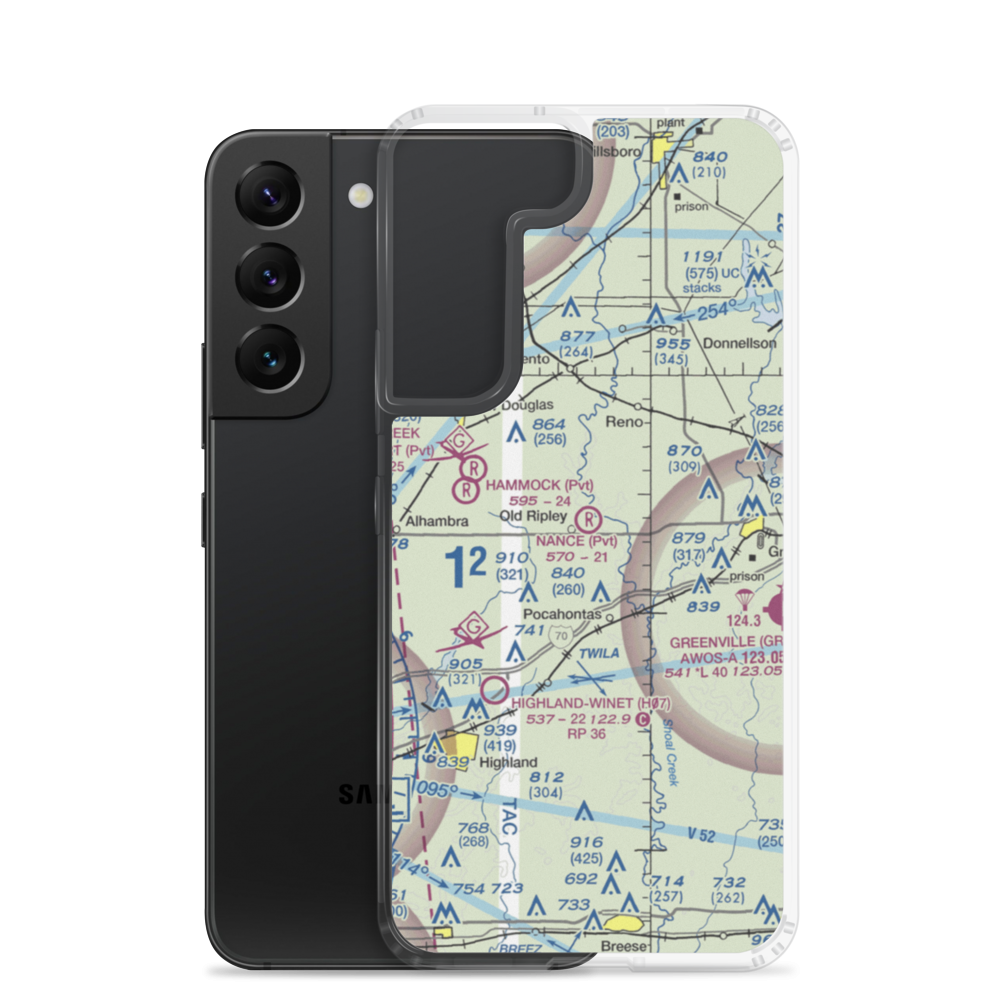 Nance Airport (8LL0) VFR Sectional Samsung Case Samsung Galaxy S22 model shown