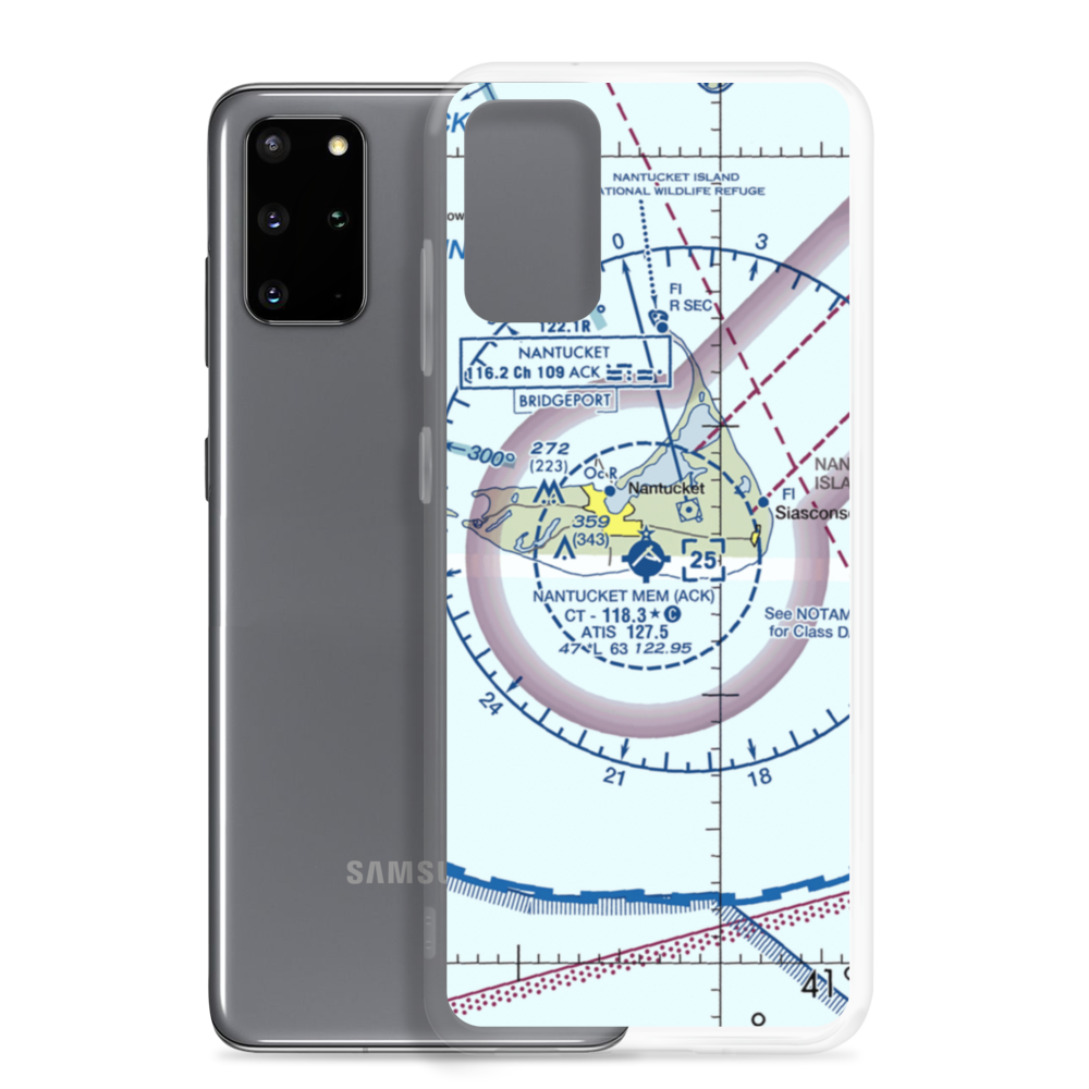 Nantucket Memorial Airport (ACK) VFR Sectional Samsung Case Samsung Galaxy S20 Plus model shown