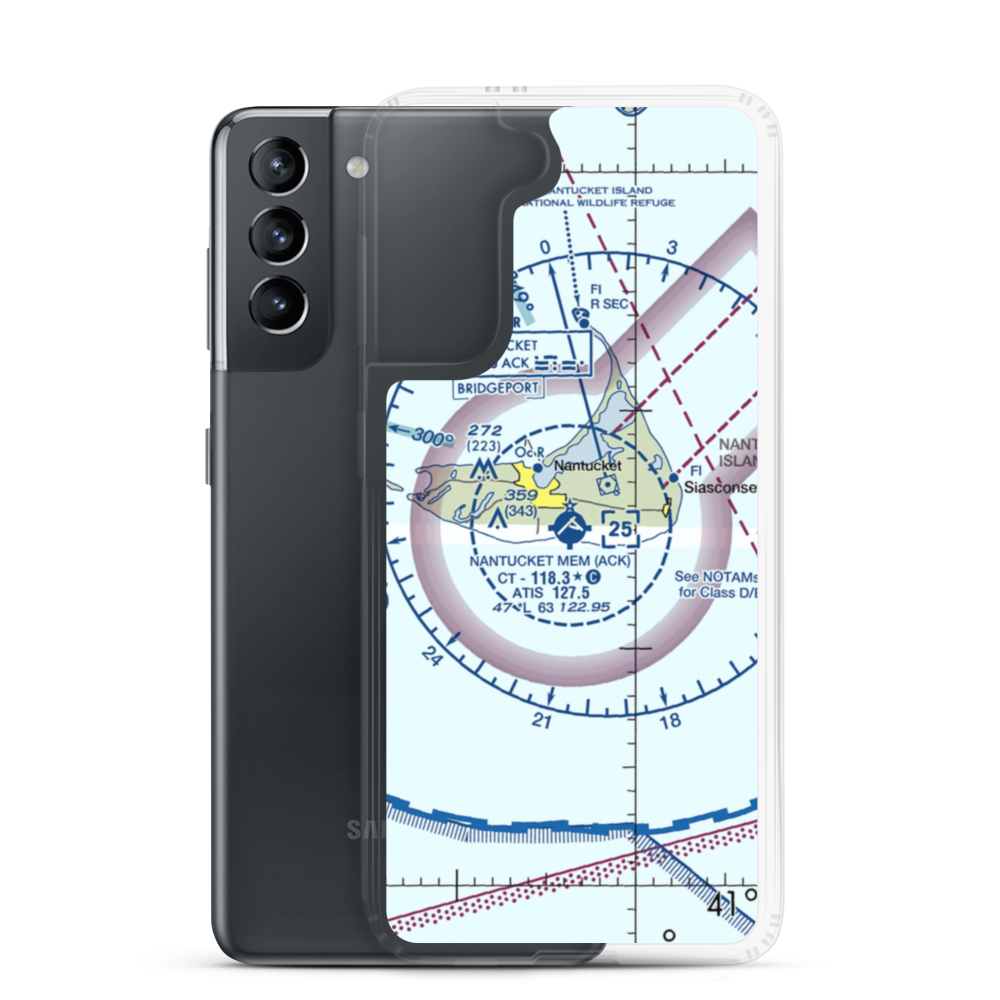 Nantucket Memorial Airport (ACK) VFR Sectional Samsung Case Samsung Galaxy S21 model shown