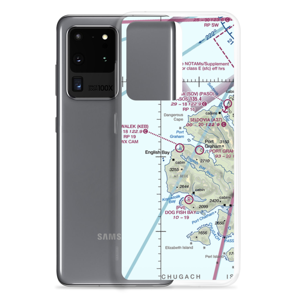 Nanwalek Airport (KEB) VFR Sectional Samsung Case Samsung Galaxy S20 Ultra model shown