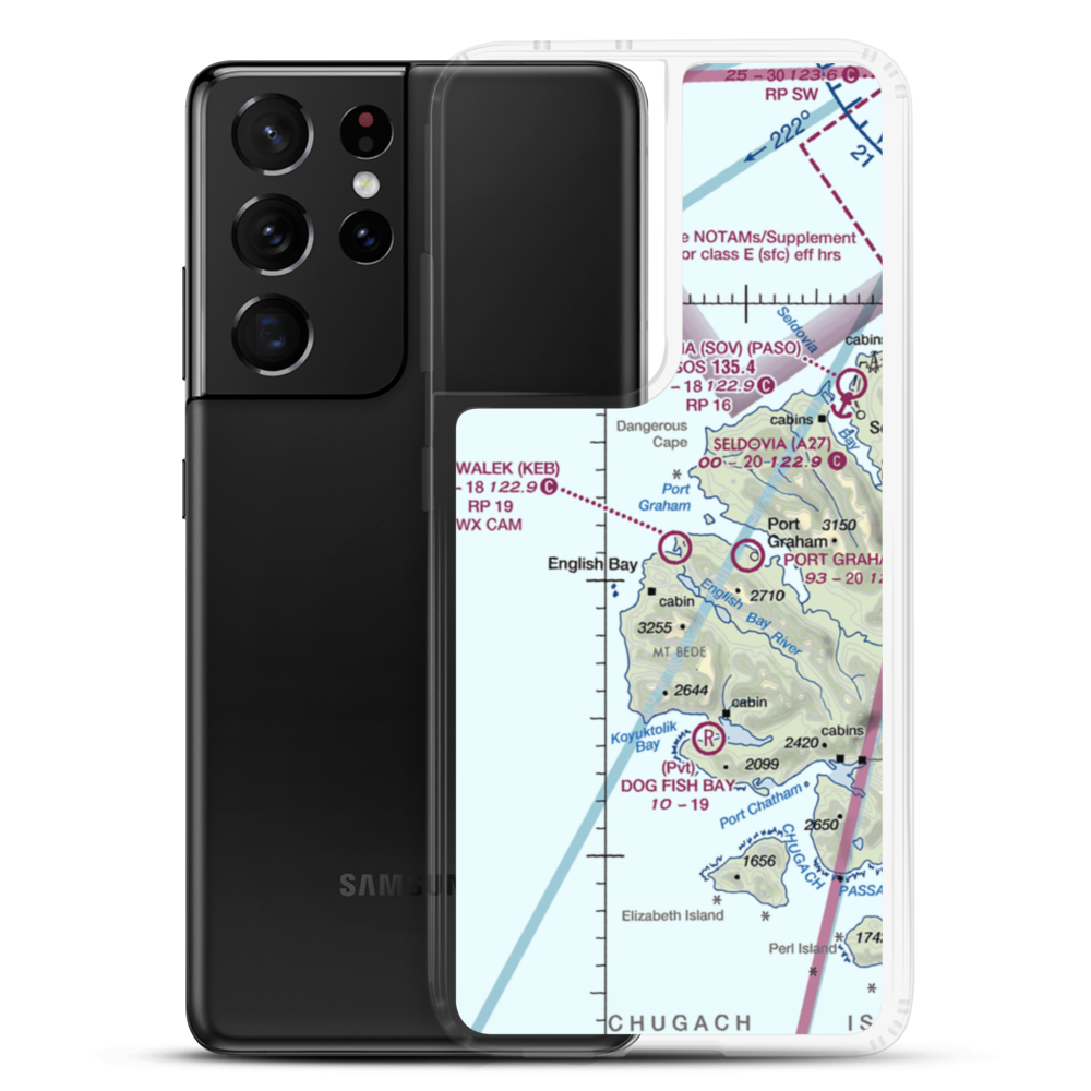 Nanwalek Airport (KEB) VFR Sectional Samsung Case Samsung Galaxy S21 Ultra model shown
