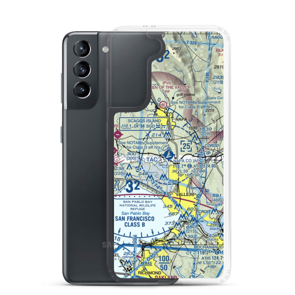 Napa County Airport (APC) VFR Sectional Samsung Case Samsung Galaxy S21 model shown