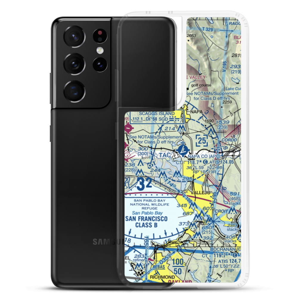 Napa County Airport (APC) VFR Sectional Samsung Case Samsung Galaxy S21 Ultra model shown