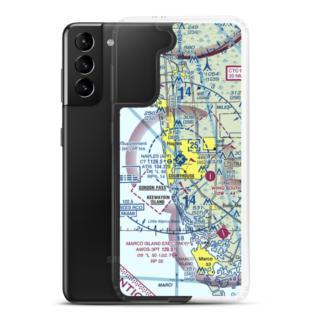Naples Municipal Airport (APF) VFR Sectional Samsung Case Samsung Galaxy S21 Plus model shown