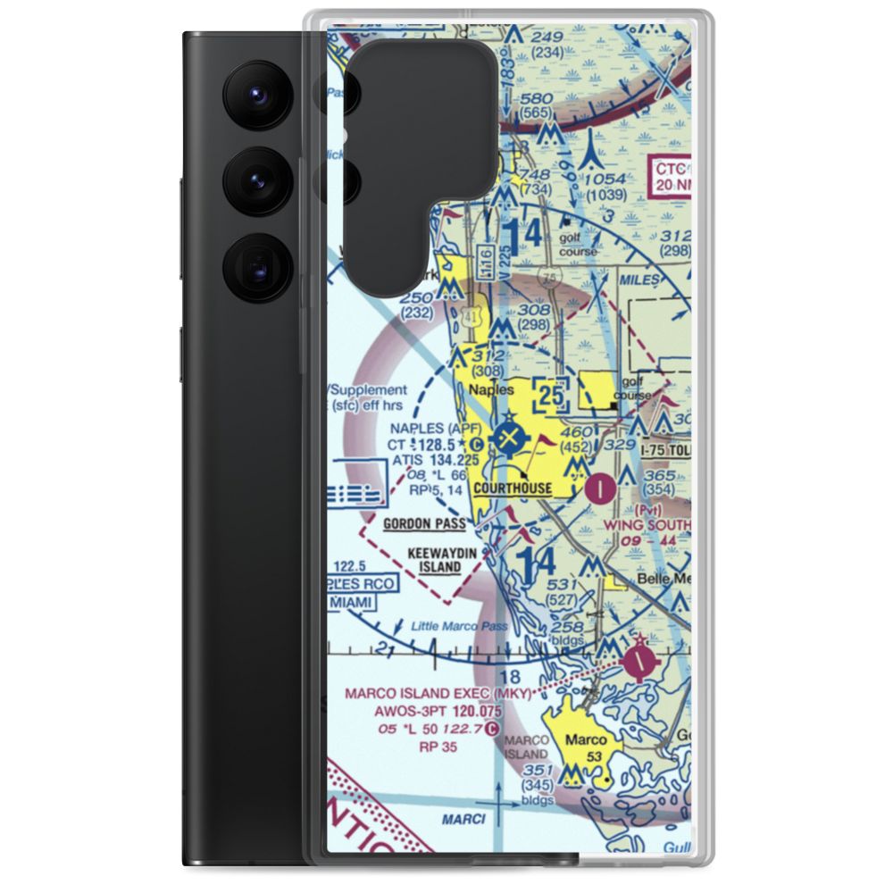 Naples Municipal Airport (APF) VFR Sectional Samsung Case Samsung Galaxy S22 Ultra model shown