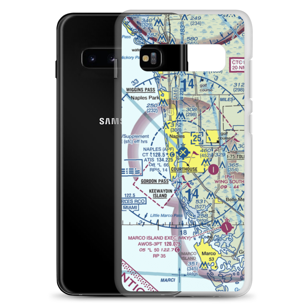 Naples Municipal Airport (APF) VFR Sectional Samsung Case Samsung Galaxy S10+ model shown