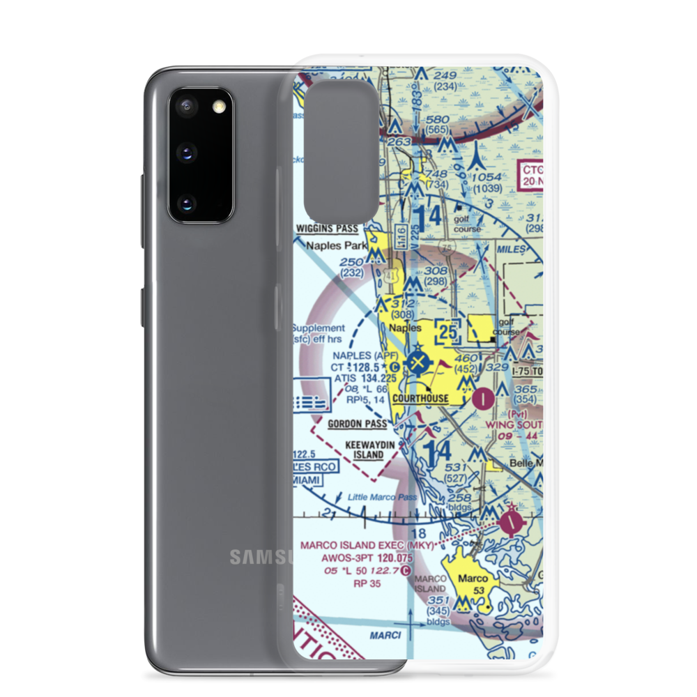 Naples Municipal Airport (APF) VFR Sectional Samsung Case Samsung Galaxy S20 model shown