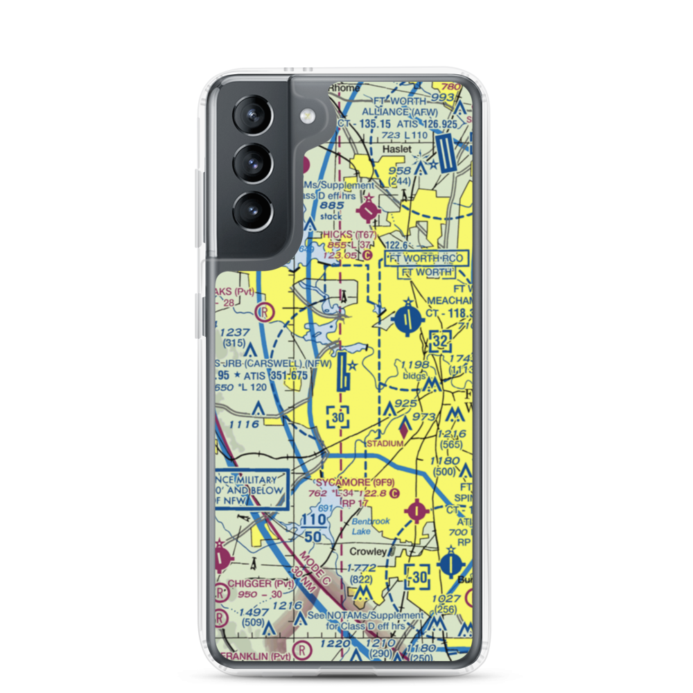 NAS Fort Worth JRB/Carswell Field (NFW) VFR Sectional Samsung Case Samsung Galaxy S21 model shown