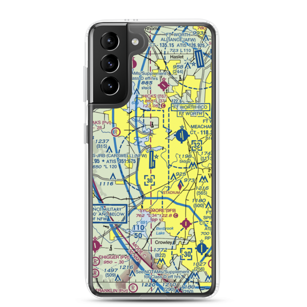 NAS Fort Worth JRB/Carswell Field (NFW) VFR Sectional Samsung Case Samsung Galaxy S21 Plus model shown
