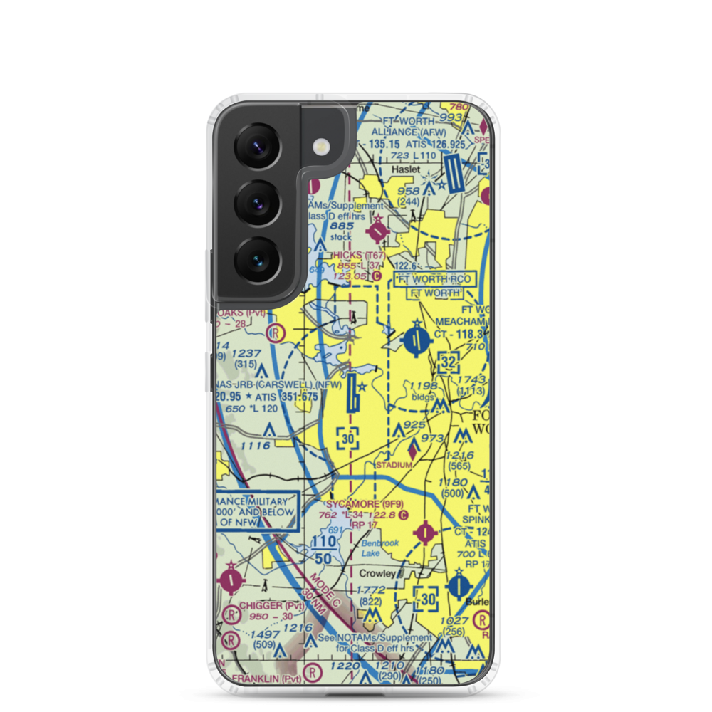 NAS Fort Worth JRB/Carswell Field (NFW) VFR Sectional Samsung Case Samsung Galaxy S22 model shown