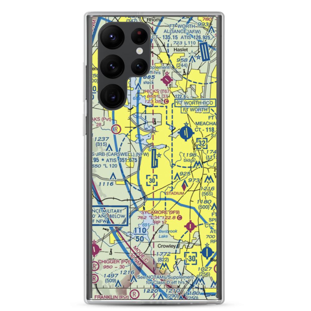 NAS Fort Worth JRB/Carswell Field (NFW) VFR Sectional Samsung Case Samsung Galaxy S22 Ultra model shown