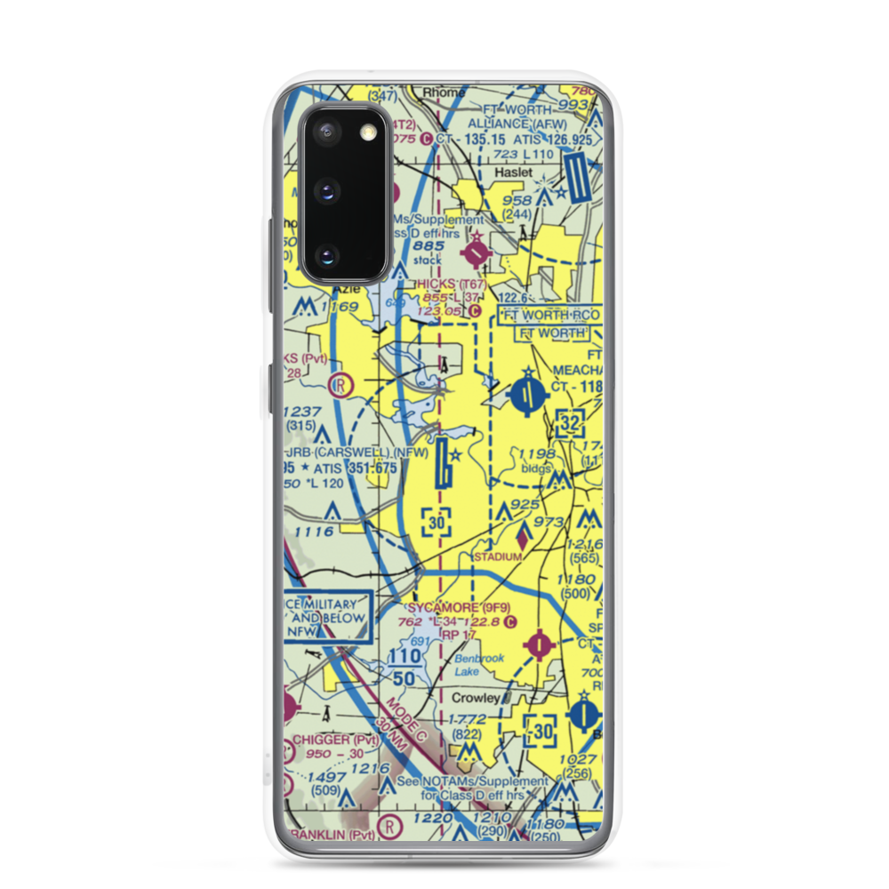 NAS Fort Worth JRB/Carswell Field (NFW) VFR Sectional Samsung Case Samsung Galaxy S20 model shown