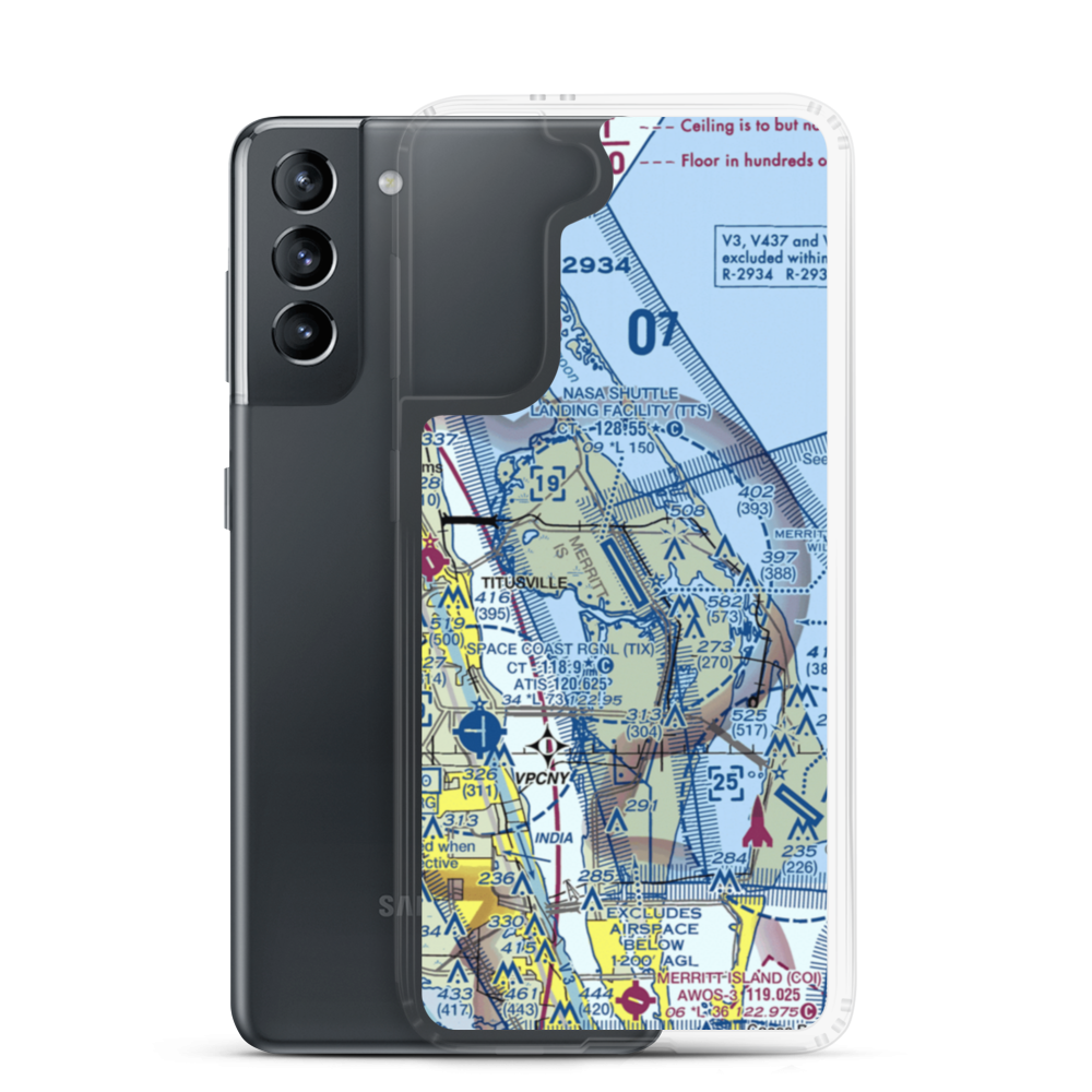 Nasa Shuttle Landing Facility Airport (TTS) VFR Sectional Samsung Case Samsung Galaxy S21 model shown