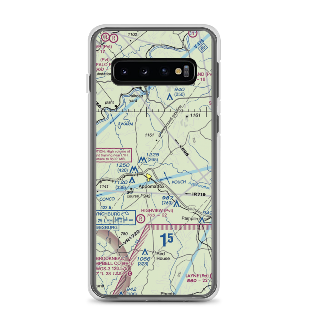 Nashs Airport (10VA) VFR Sectional Samsung Case Samsung Galaxy S10 model shown