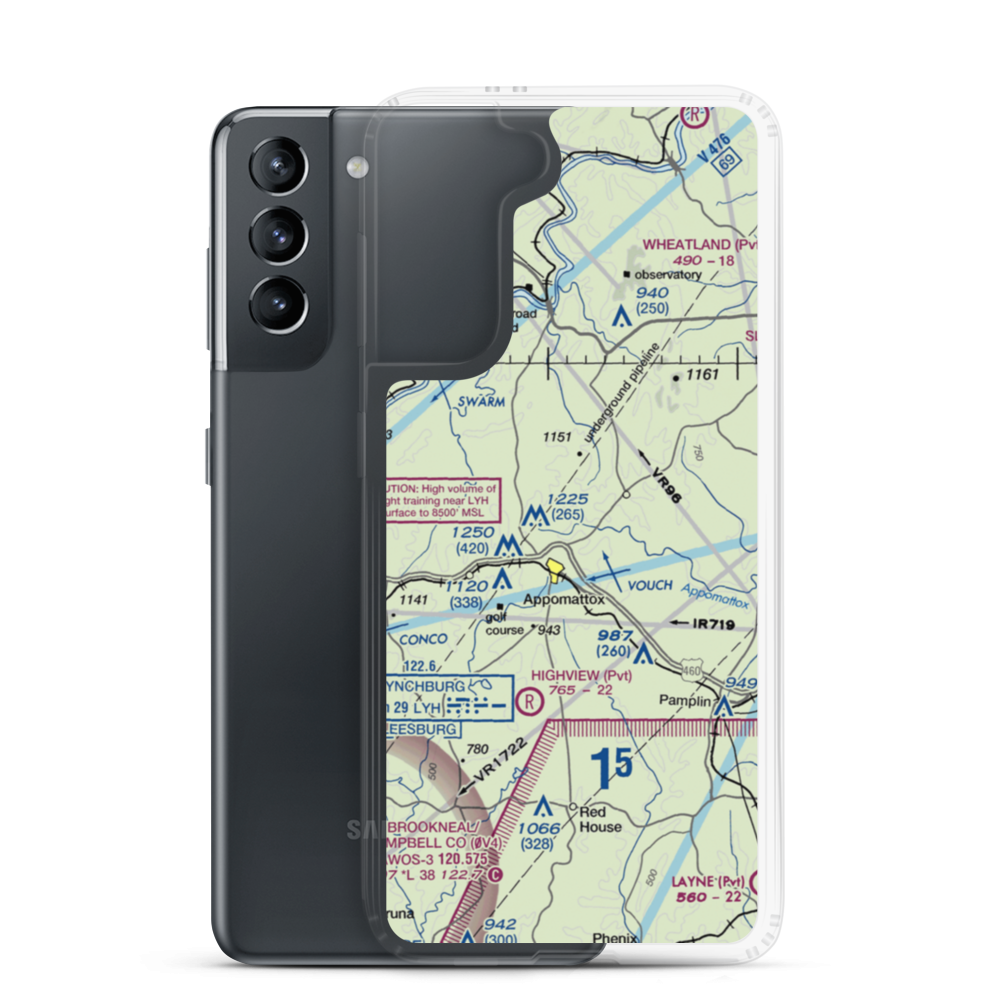 Nashs Airport (10VA) VFR Sectional Samsung Case Samsung Galaxy S21 model shown