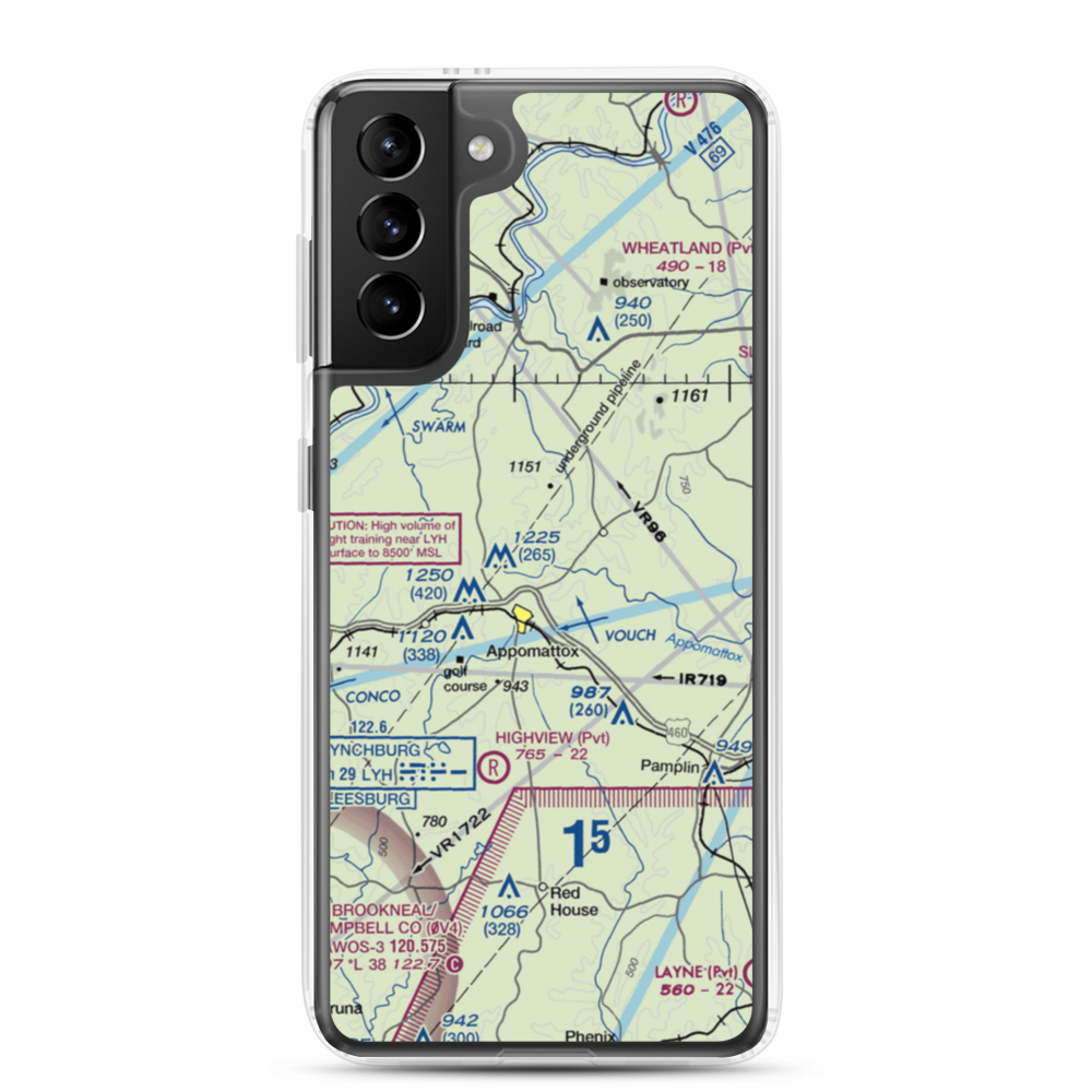 Nashs Airport (10VA) VFR Sectional Samsung Case Samsung Galaxy S21 Plus model shown