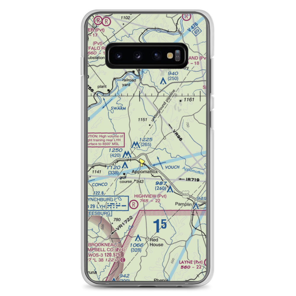 Nashs Airport (10VA) VFR Sectional Samsung Case Samsung Galaxy S10+ model shown