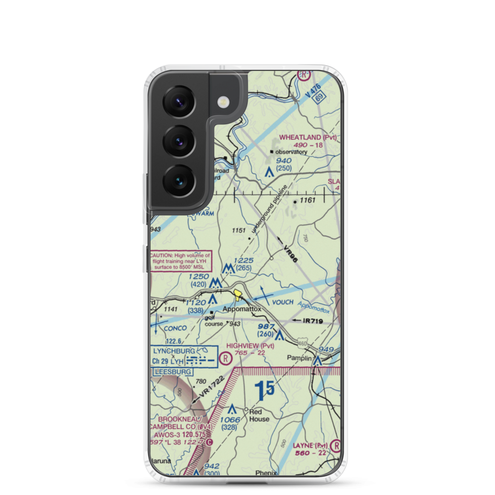 Nashs Airport (10VA) VFR Sectional Samsung Case Samsung Galaxy S22 model shown