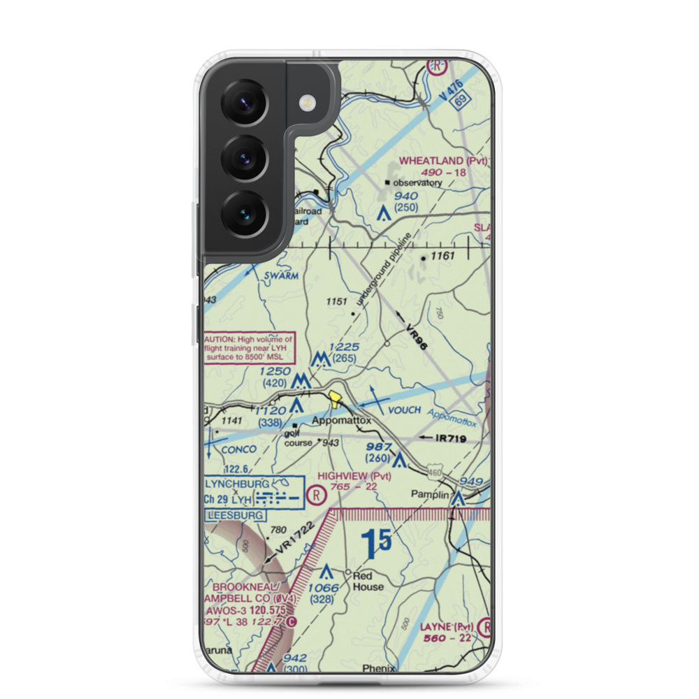 Nashs Airport (10VA) VFR Sectional Samsung Case Samsung Galaxy S22 Plus model shown