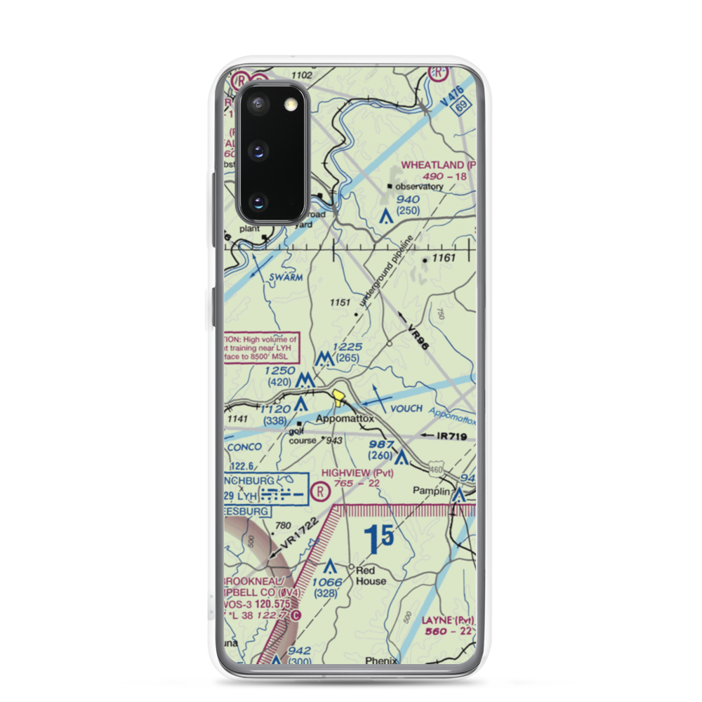 Nashs Airport (10VA) VFR Sectional Samsung Case Samsung Galaxy S20 model shown