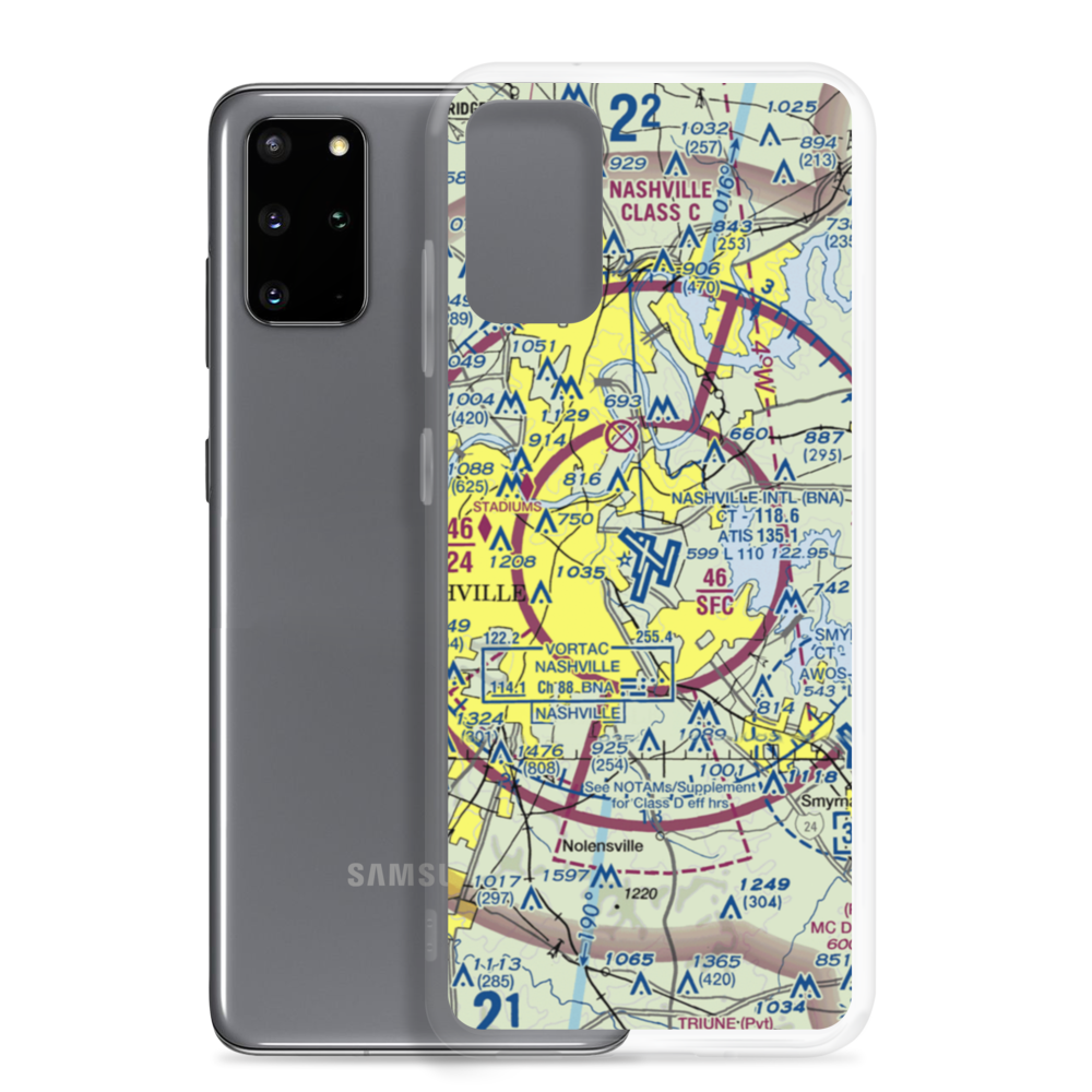 Nashville International Airport (BNA) VFR Sectional Samsung Case Samsung Galaxy S20 Plus model shown
