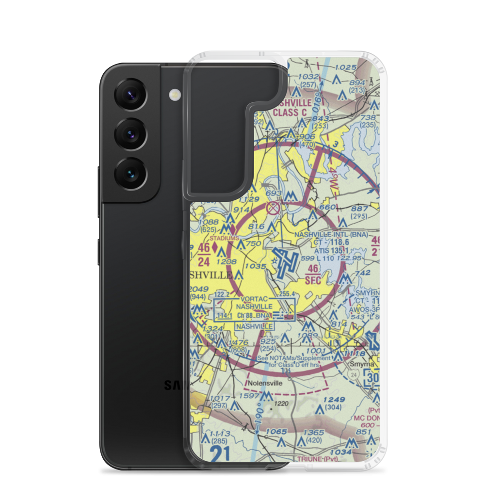Nashville International Airport (BNA) VFR Sectional Samsung Case Samsung Galaxy S22 model shown