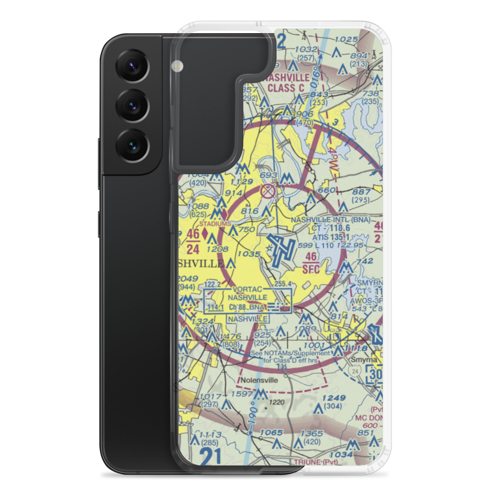 Nashville International Airport (BNA) VFR Sectional Samsung Case Samsung Galaxy S22 Plus model shown
