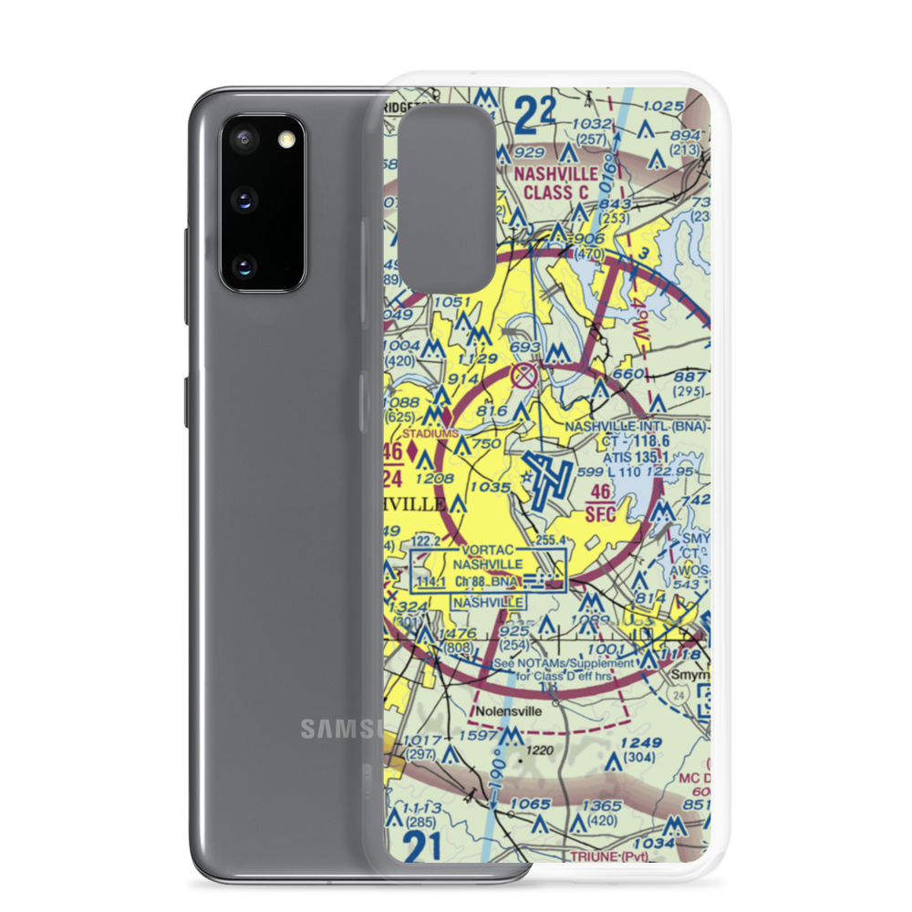 Nashville International Airport (BNA) VFR Sectional Samsung Case Samsung Galaxy S20 model shown