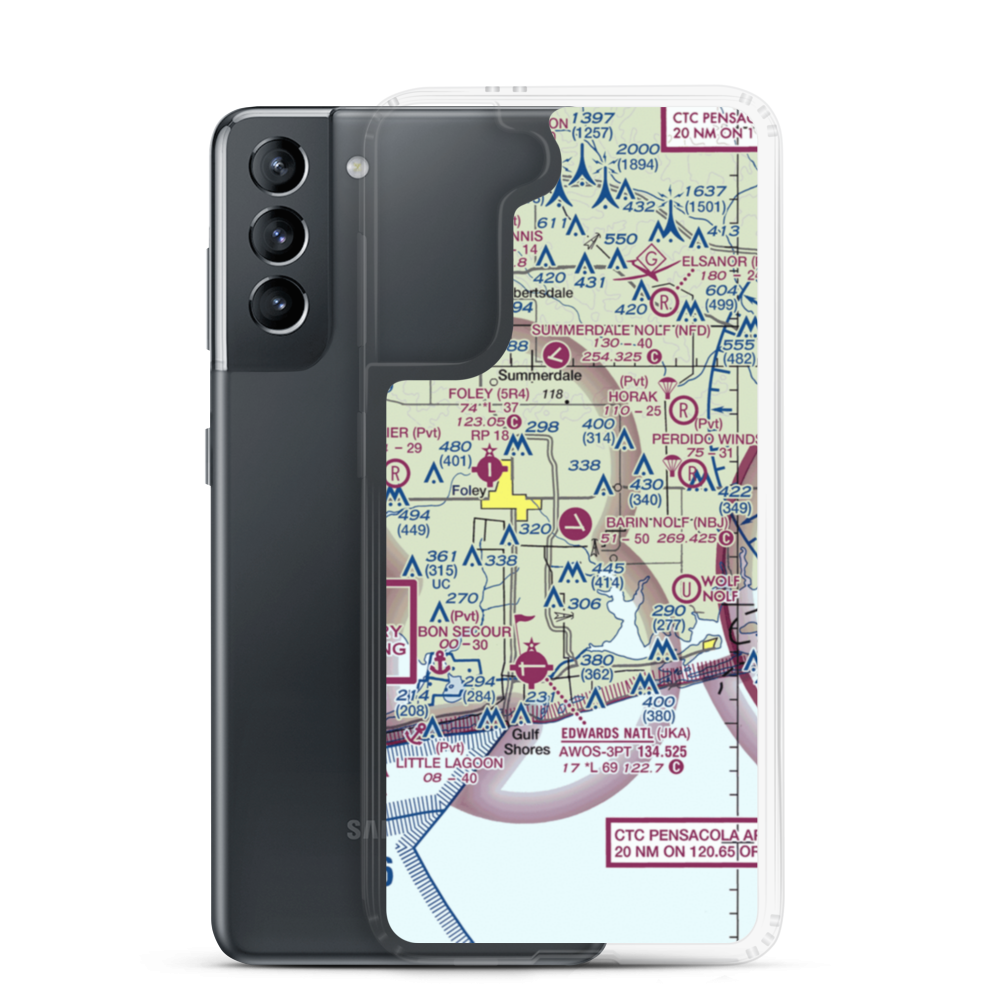 Naval Outlying Field Barin (NBJ) VFR Sectional Samsung Case Samsung Galaxy S21 model shown