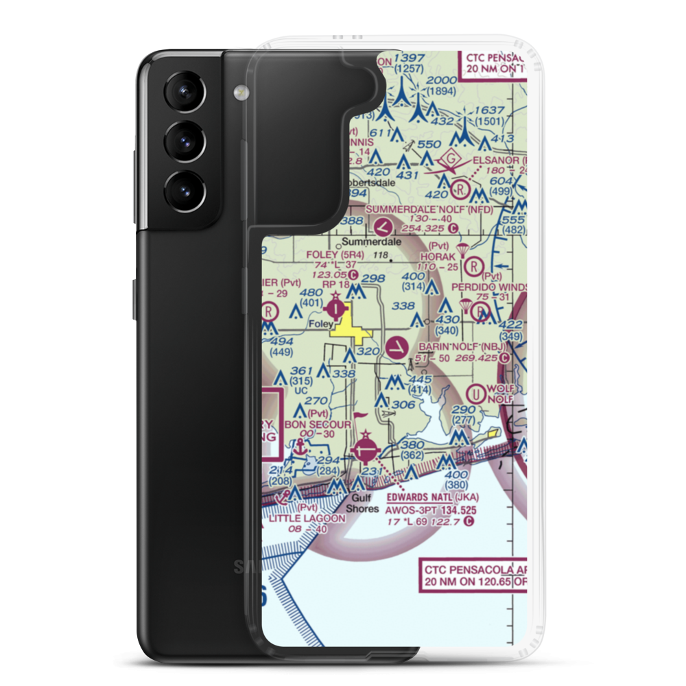 Naval Outlying Field Barin (NBJ) VFR Sectional Samsung Case Samsung Galaxy S21 Plus model shown