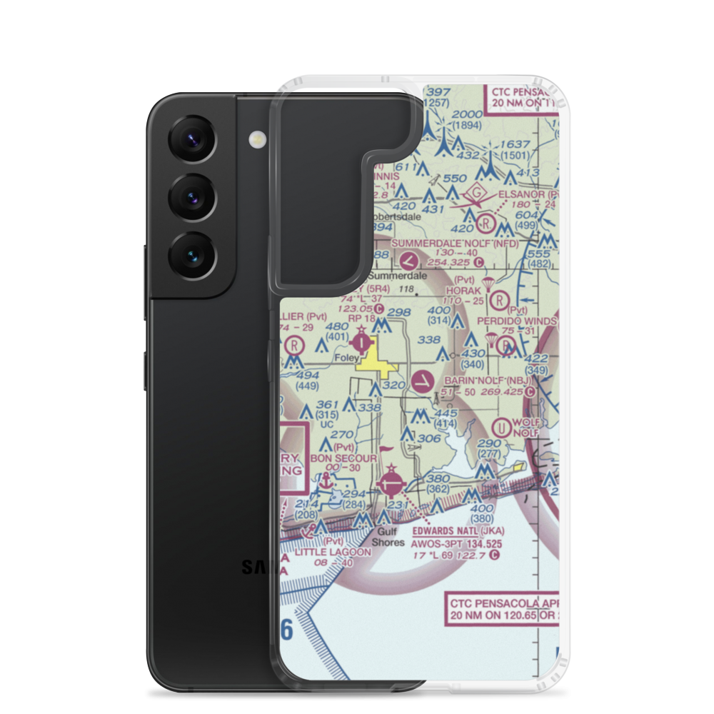 Naval Outlying Field Barin (NBJ) VFR Sectional Samsung Case Samsung Galaxy S22 model shown
