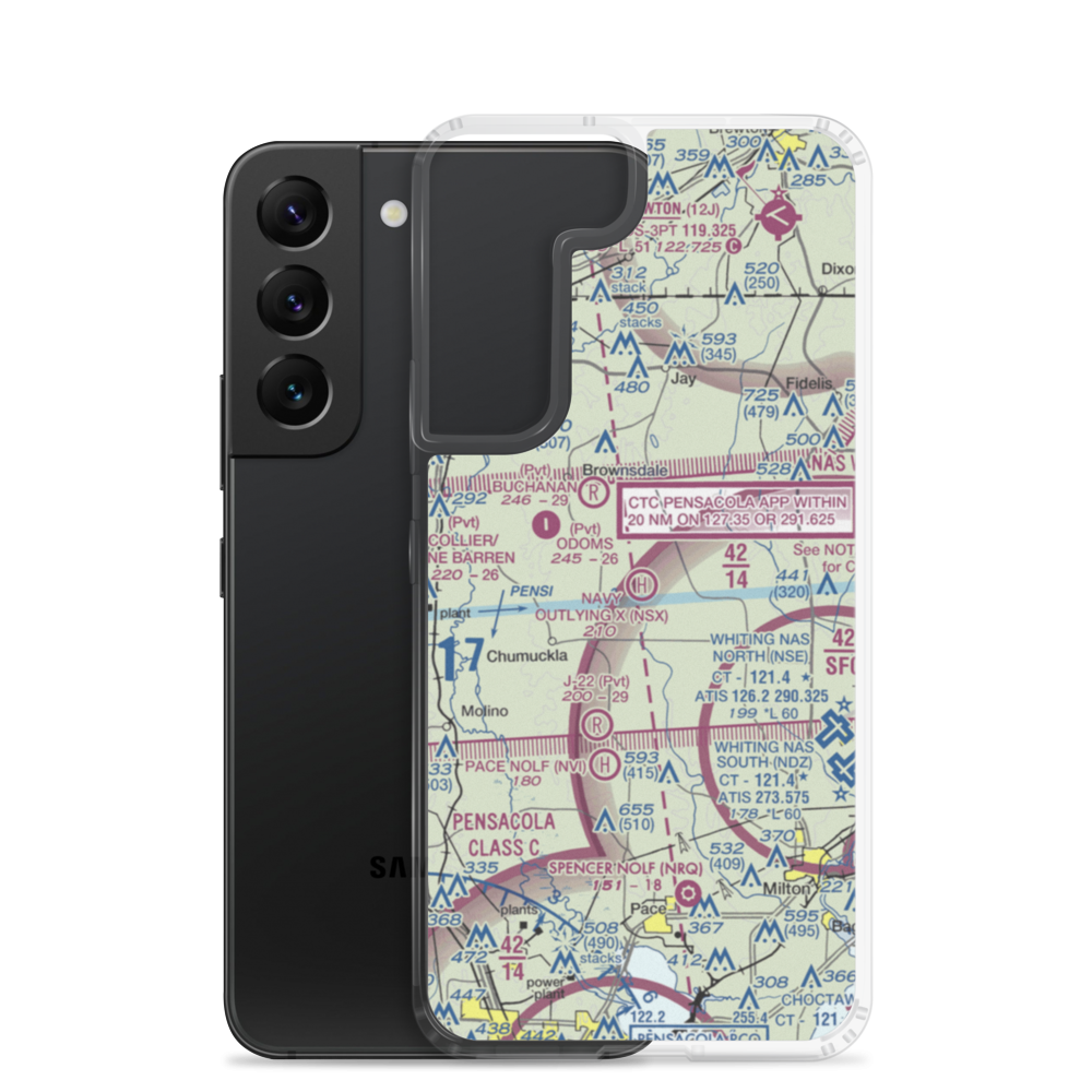 Navy Outlying Field Site X Heliport (NSX) VFR Sectional Samsung Case Samsung Galaxy S22 model shown