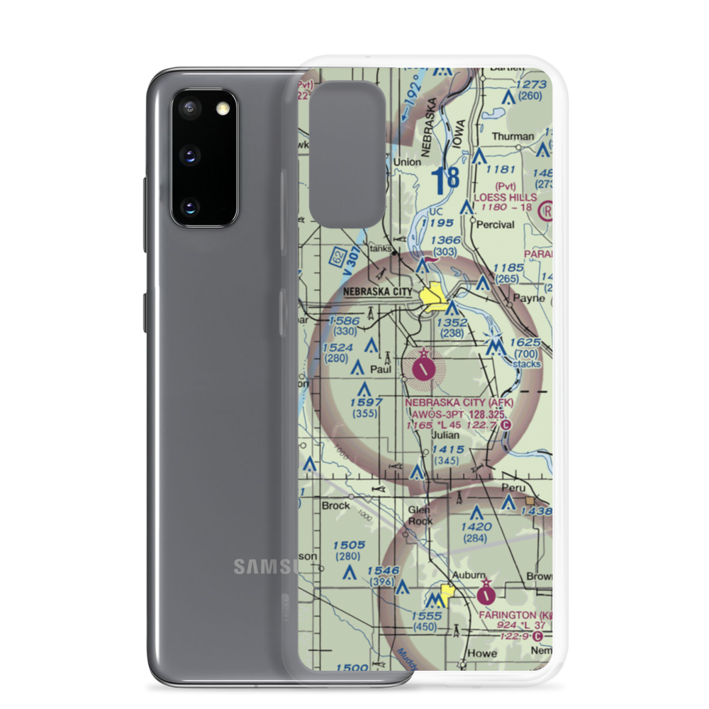 Nebraska City Municipal Airport (AFK) VFR Sectional Samsung Case Samsung Galaxy S20 model shown