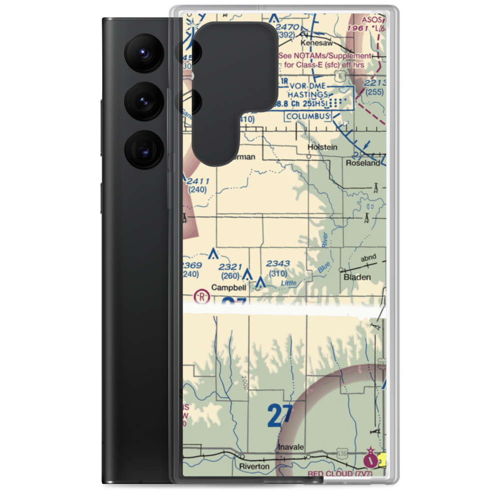 Nebraskaland Aviation Airport (30NE) VFR Sectional Samsung Case Samsung Galaxy S22 Ultra model shown