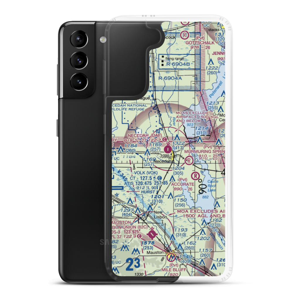 Necedah Airport (DAF) VFR Sectional Samsung Case Samsung Galaxy S21 Plus model shown
