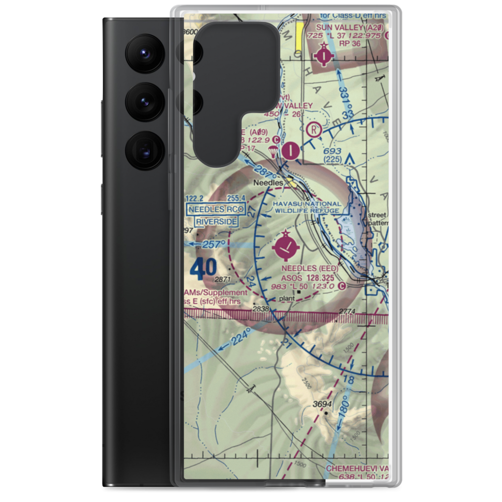 Needles Airport (EED) VFR Sectional Samsung Case Samsung Galaxy S22 Ultra model shown