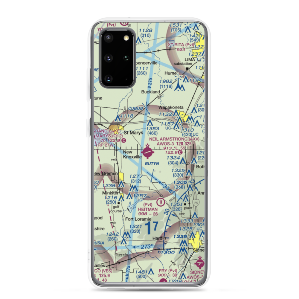 Neil Armstrong Airport (AXV) VFR Sectional Samsung Case Samsung Galaxy S20 Plus model shown