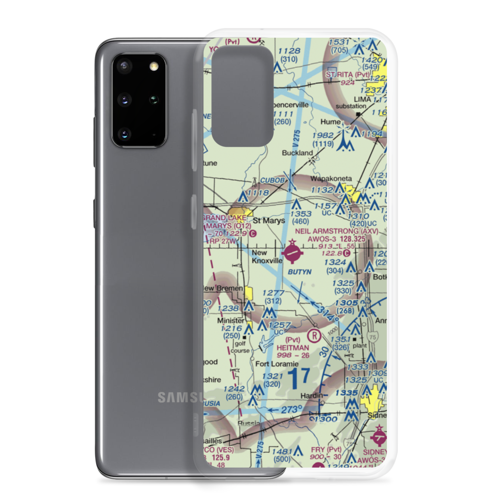 Neil Armstrong Airport (AXV) VFR Sectional Samsung Case Samsung Galaxy S20 Plus model shown