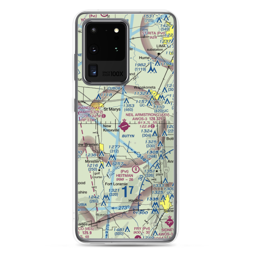 Neil Armstrong Airport (AXV) VFR Sectional Samsung Case Samsung Galaxy S20 Ultra model shown