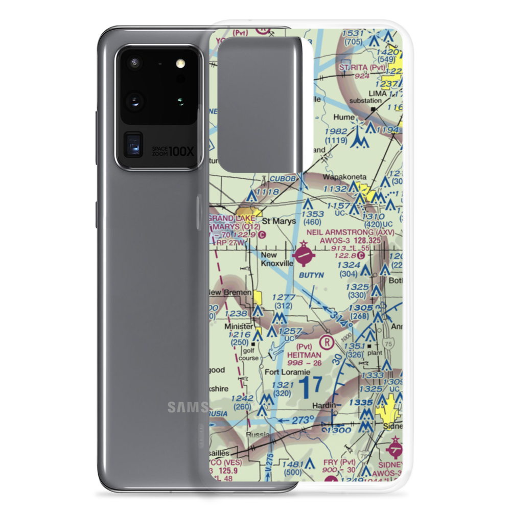 Neil Armstrong Airport (AXV) VFR Sectional Samsung Case Samsung Galaxy S20 Ultra model shown